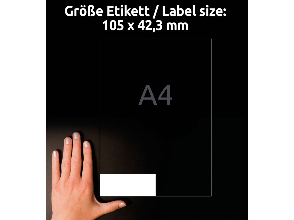 AVERY ZWECKFORM Etiquettes 105x42,3mm 3653-200 blanc 3080 pcs./200+20 flls. (4004182249574)