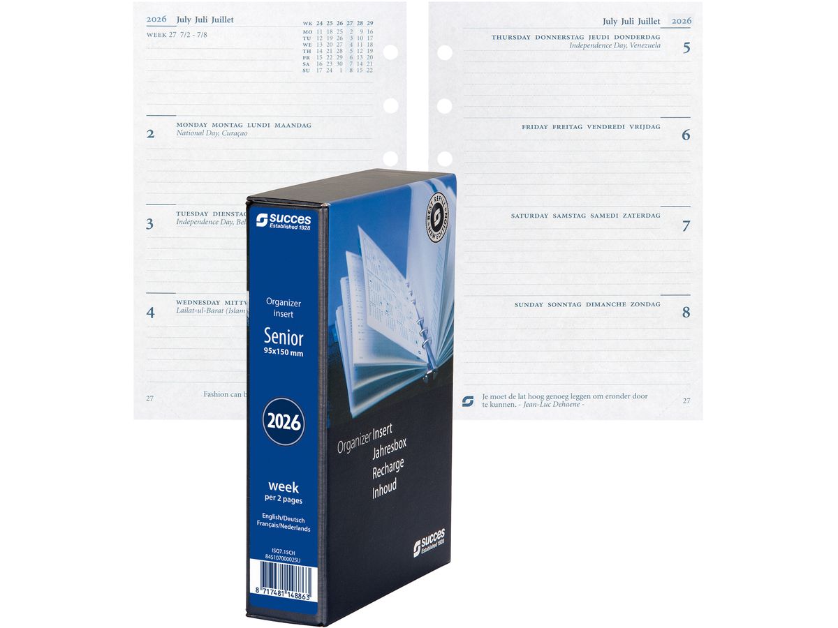 SUCCES Agenda Senior 2026 845107000026U 1S/2P recharge compl. 9.5x15cm (8717481253857)