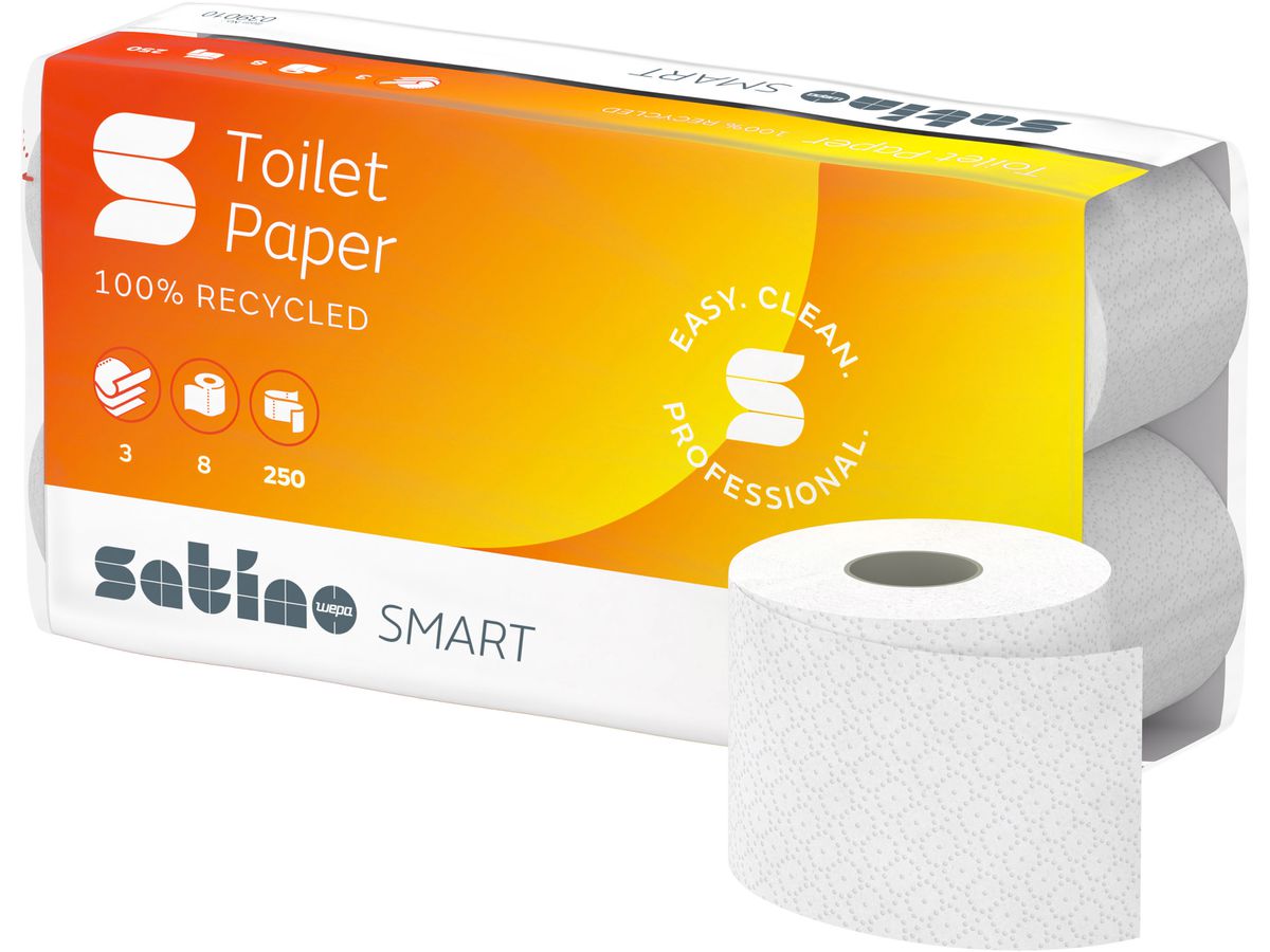 SATINO Toilettenpap. Satino Smart 2112137 3-lagig, 8 Rollen, recycled (4000735088300)