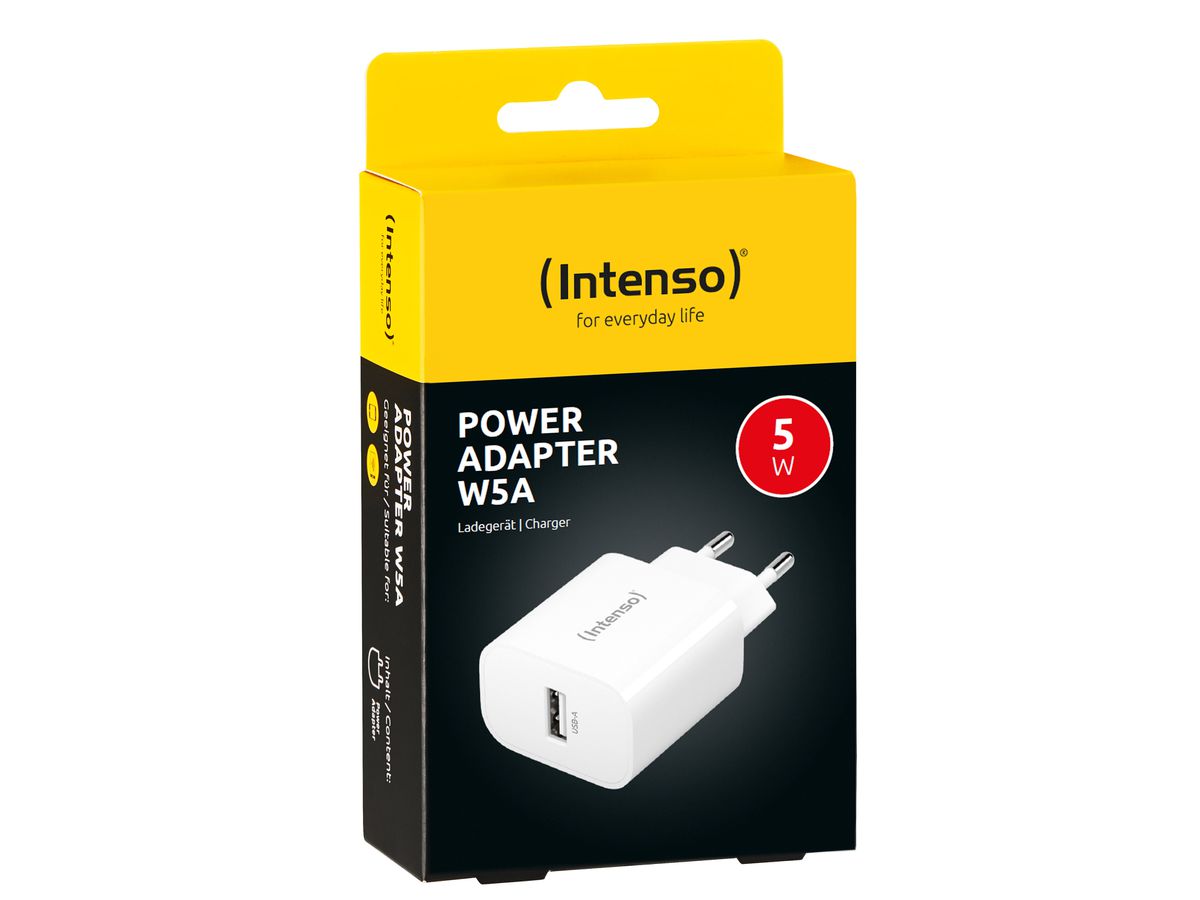 INTENSO Power Adapter W5A Charger 7800512 5W, USB-A, white (4034303033195)