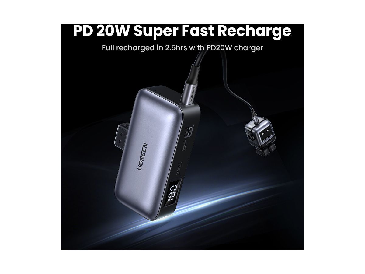 UGREEN Nexode Power Bank 5000mAh 35338 Built-in USB-C Connector (6941876233380)