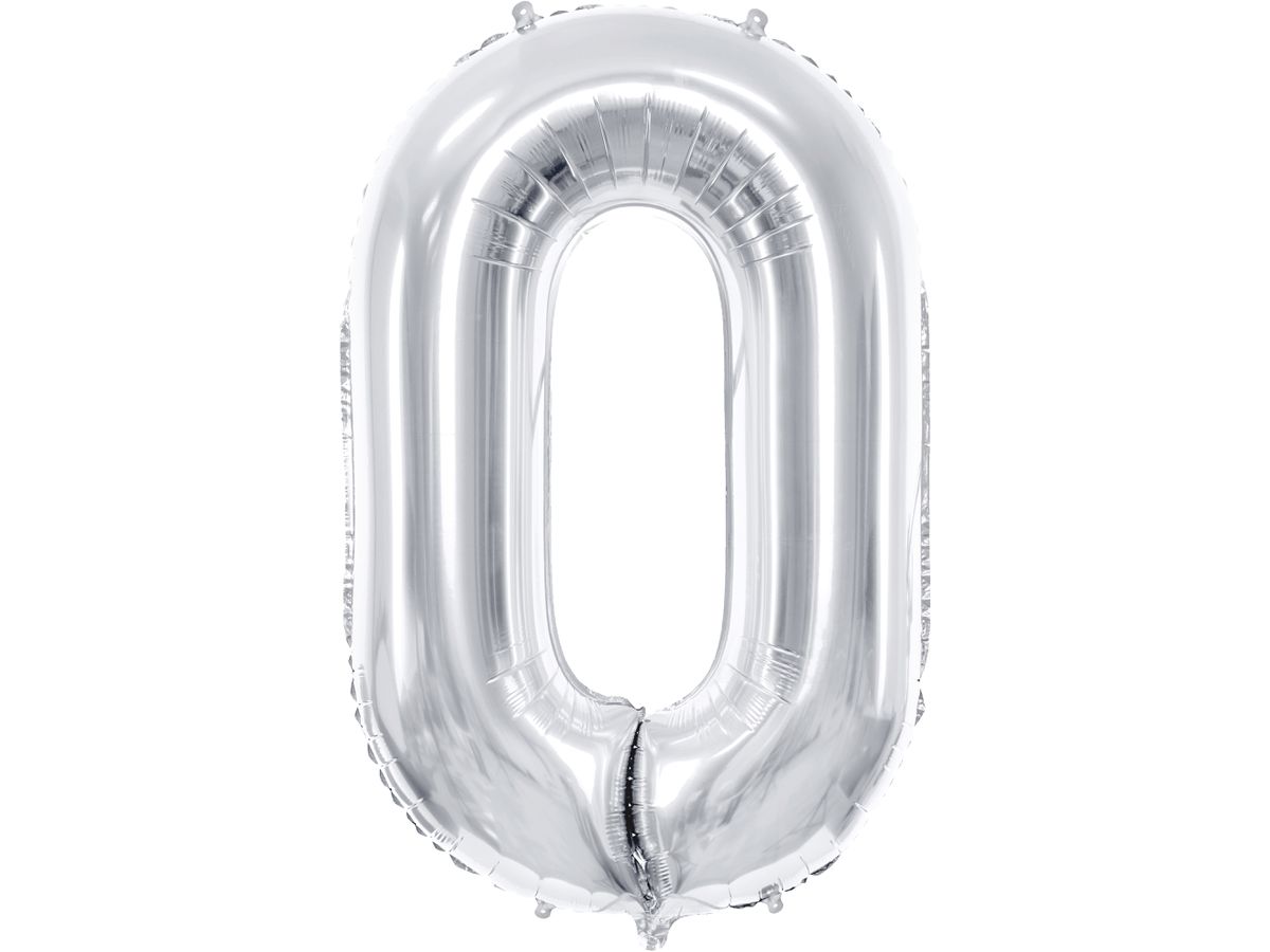 PARTYDECO Palloncino in foil no. 0 86cm FB1M-0-018 argento (5902230736009)