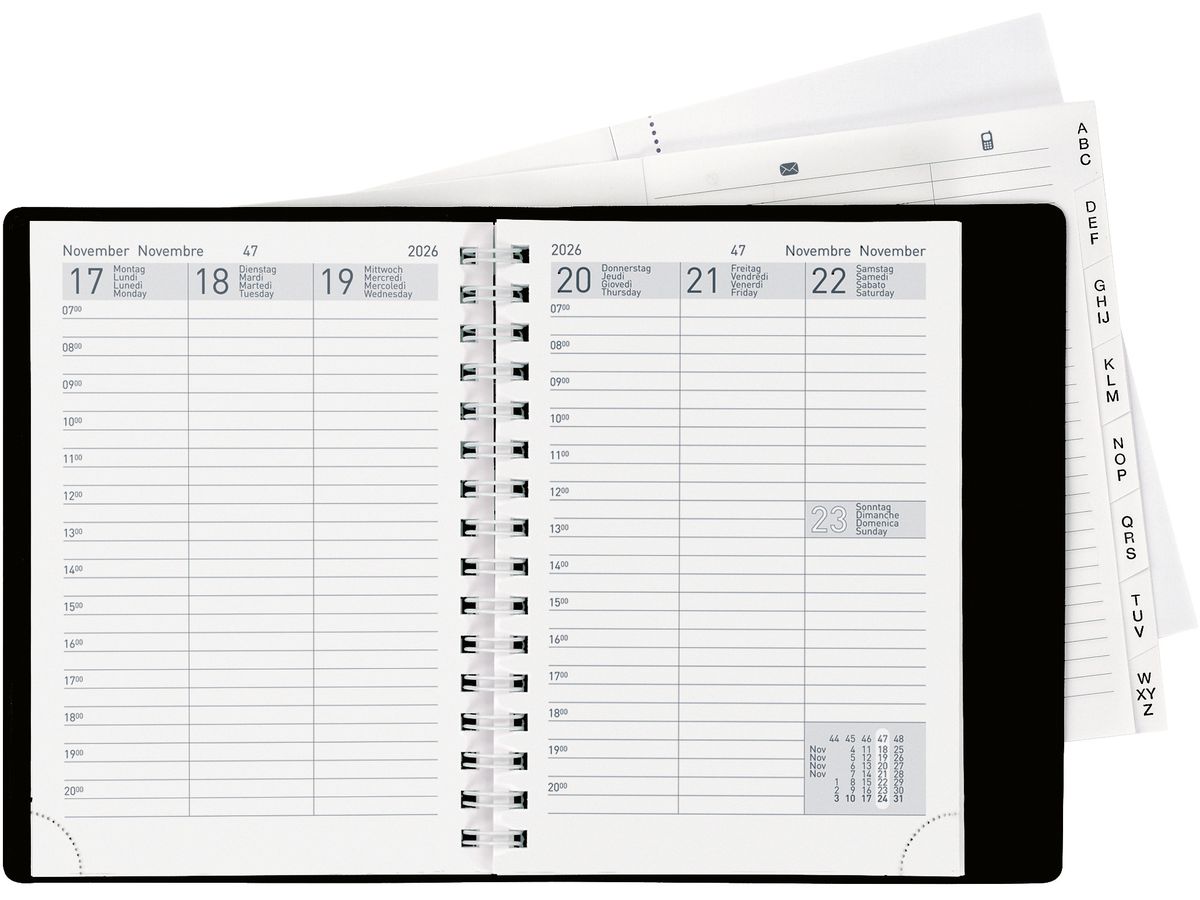 BIELLA Agenda Rex Wire-O 2026 825773020026U 1S/2P noir ML 10.1x14.2cm (7611365525973)