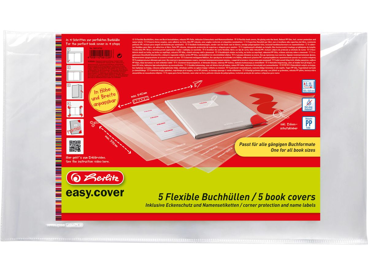 HERLITZ easy cover couverture souple 50014750 5 pcs. en sachet polybag (4008110561226)