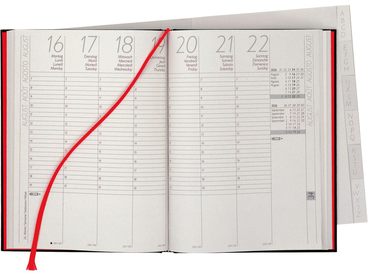 BIELLA Agenda Longatti 2026 812720020026U 1S/2P nero ML 15x20cm (7611365524730)