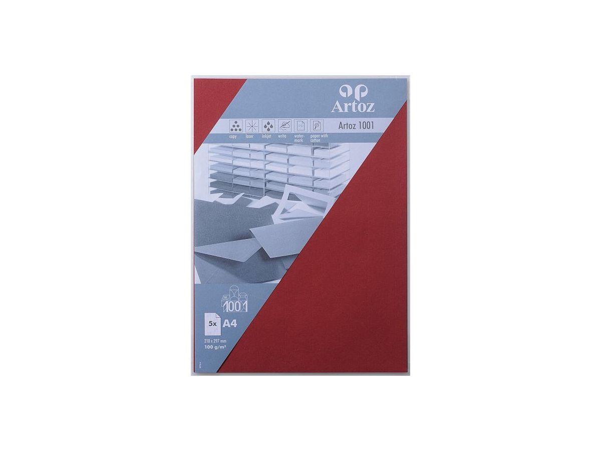 ARTOZ Carta 1001 A4 107796145 100g, bordeaux 5 fogli (7612450252095)