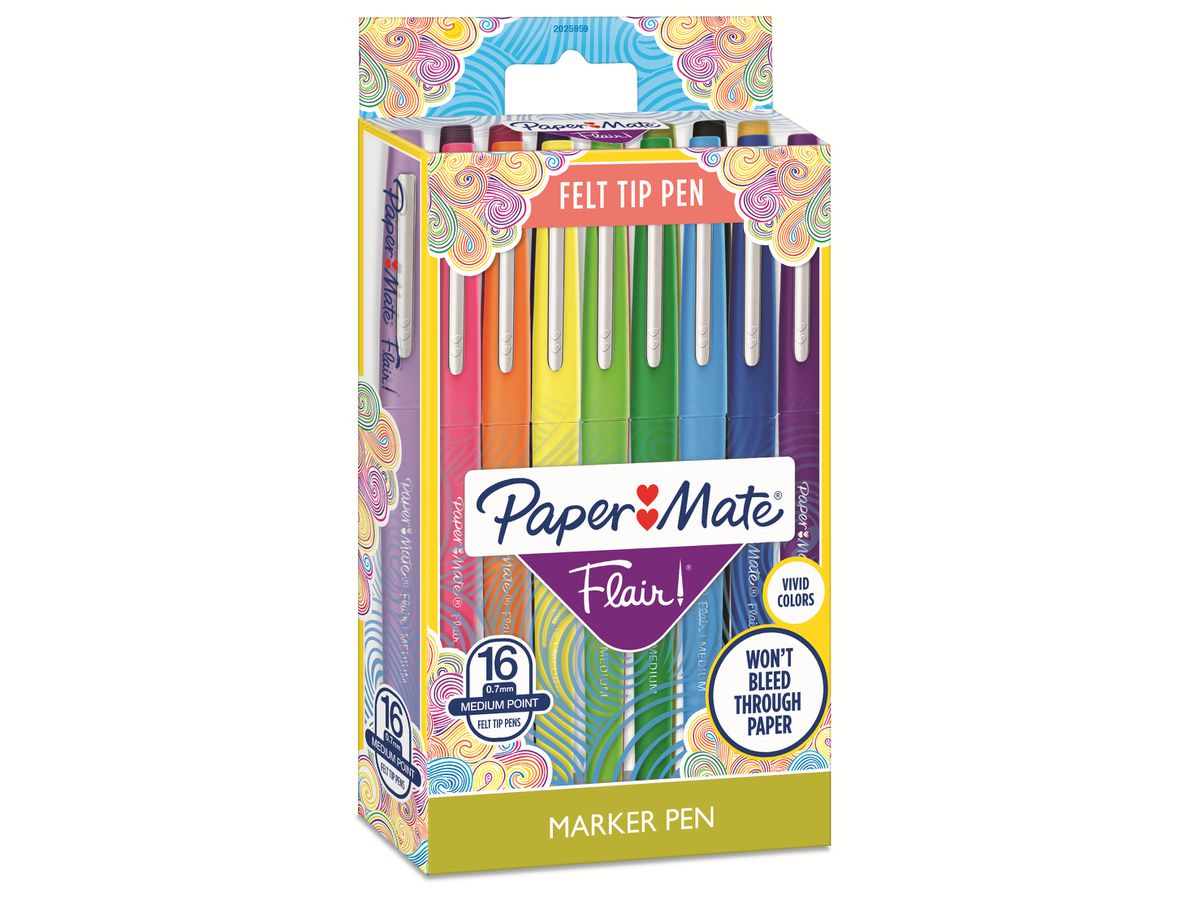 PAPERMATE Nylon Flair stylos fibre 2061394 ass. 16 pcs. (3501170977453)