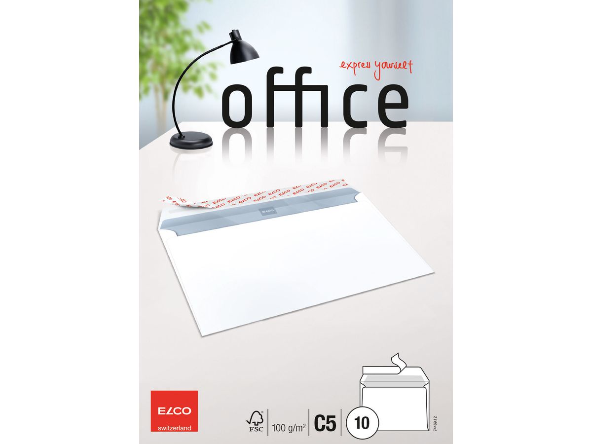 ELCO Busta Office s/finestra C5 74469.12 100g, bianco, colla 10 pezzi (7610425348309)