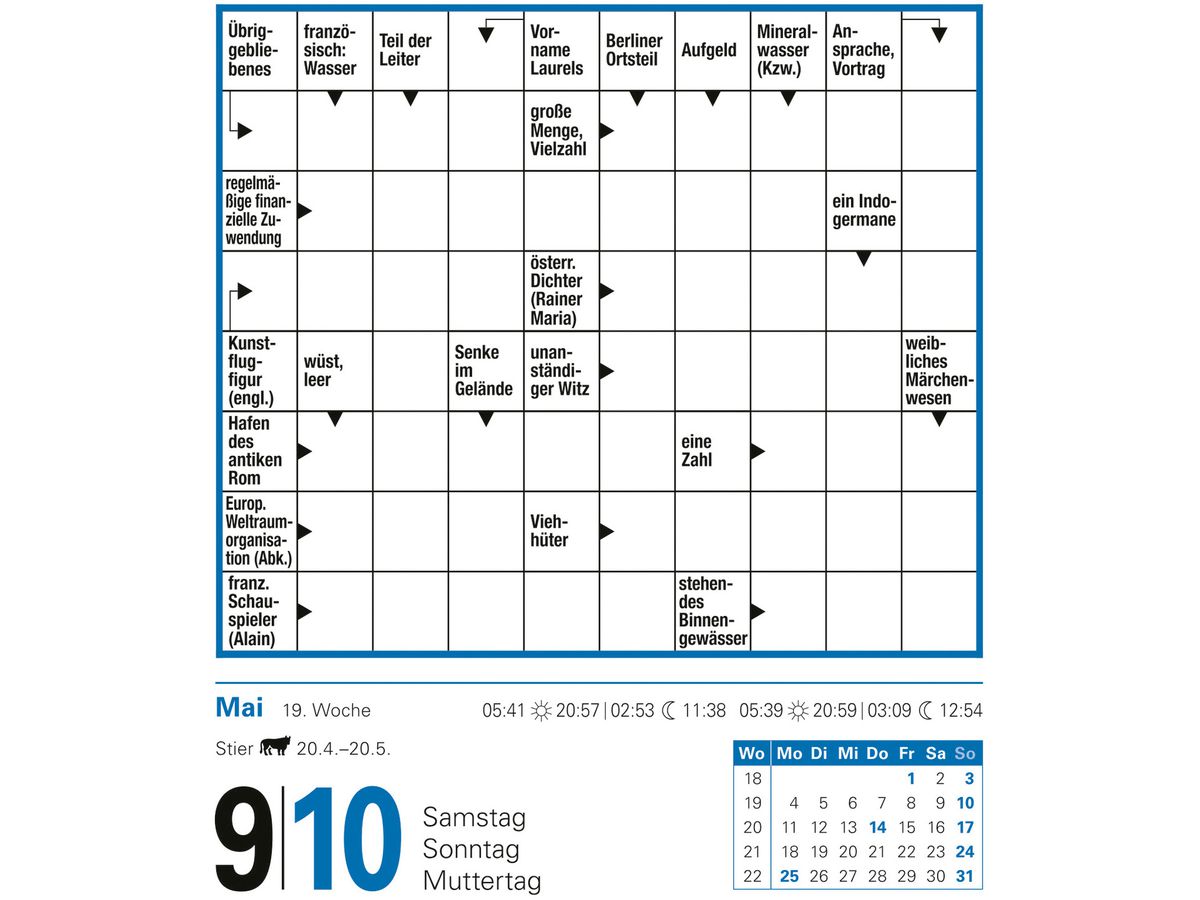 HARENBERG Calendrier détachable 2026 2110400+26 Kreuzworträtsel DE 12.5x16cm (9783840035807)