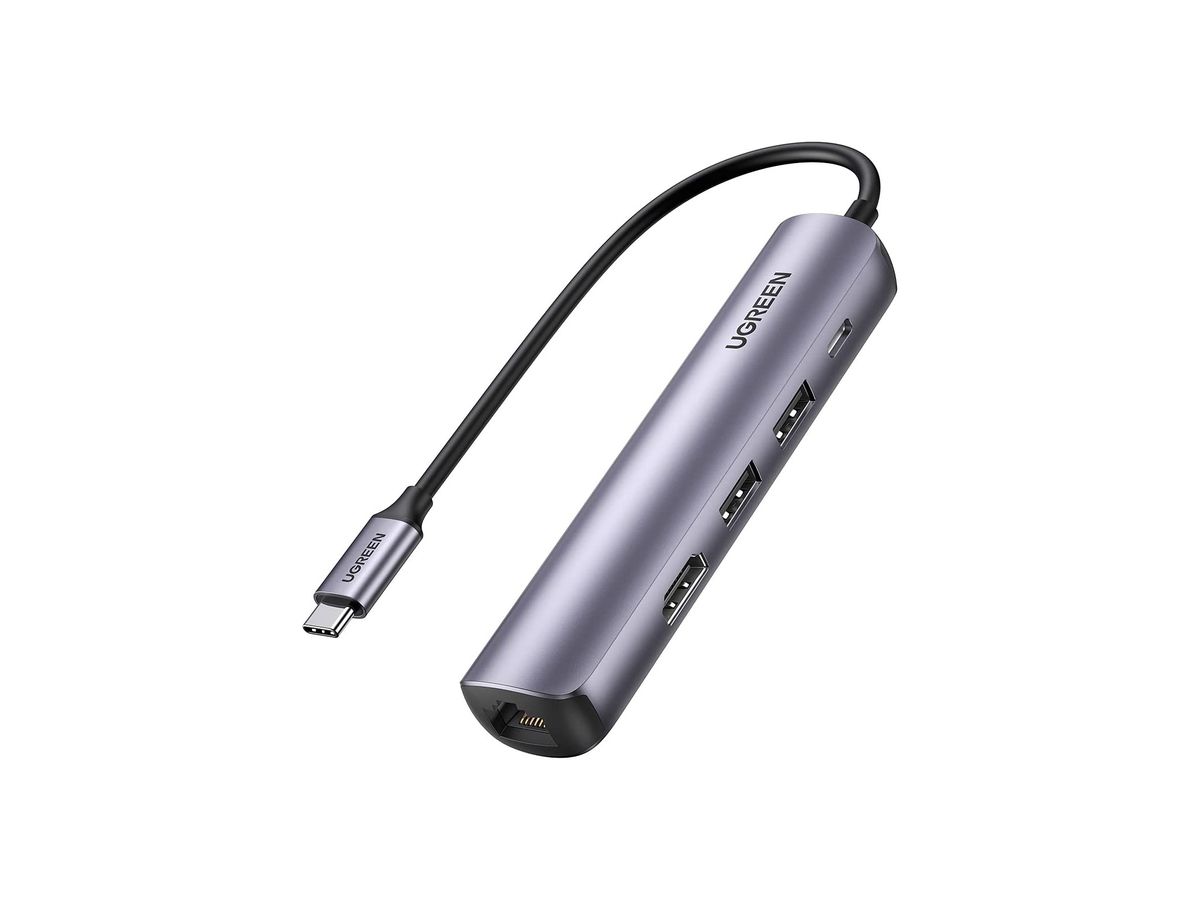 UGREEN USB-C Hub 5in1, Silver (BB) 10919 HDMI,RJ45,2xUSB-A,USB-C PD (6957303819195)