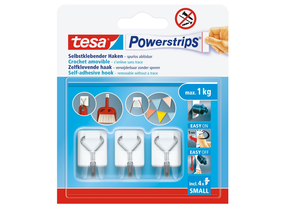 TESA Powerstrips gancio 1kg 576150000300 bianco 4 pezzi (4063565408328)