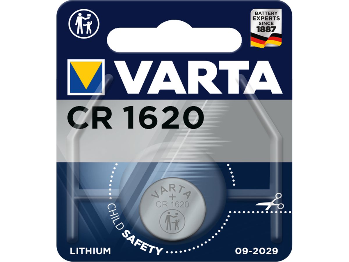 VARTA Knopfzelle 6620101401 CR1620, 1 Stück (4008496276936)