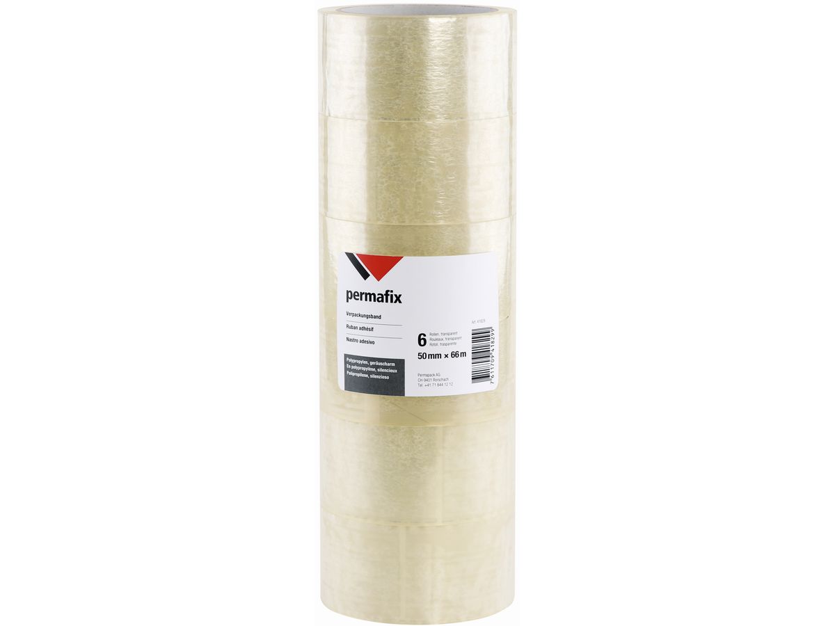 PERMAFIX Bande adhesive 41829 Transparent 50mmX66m 6rouleau (7611709418299)