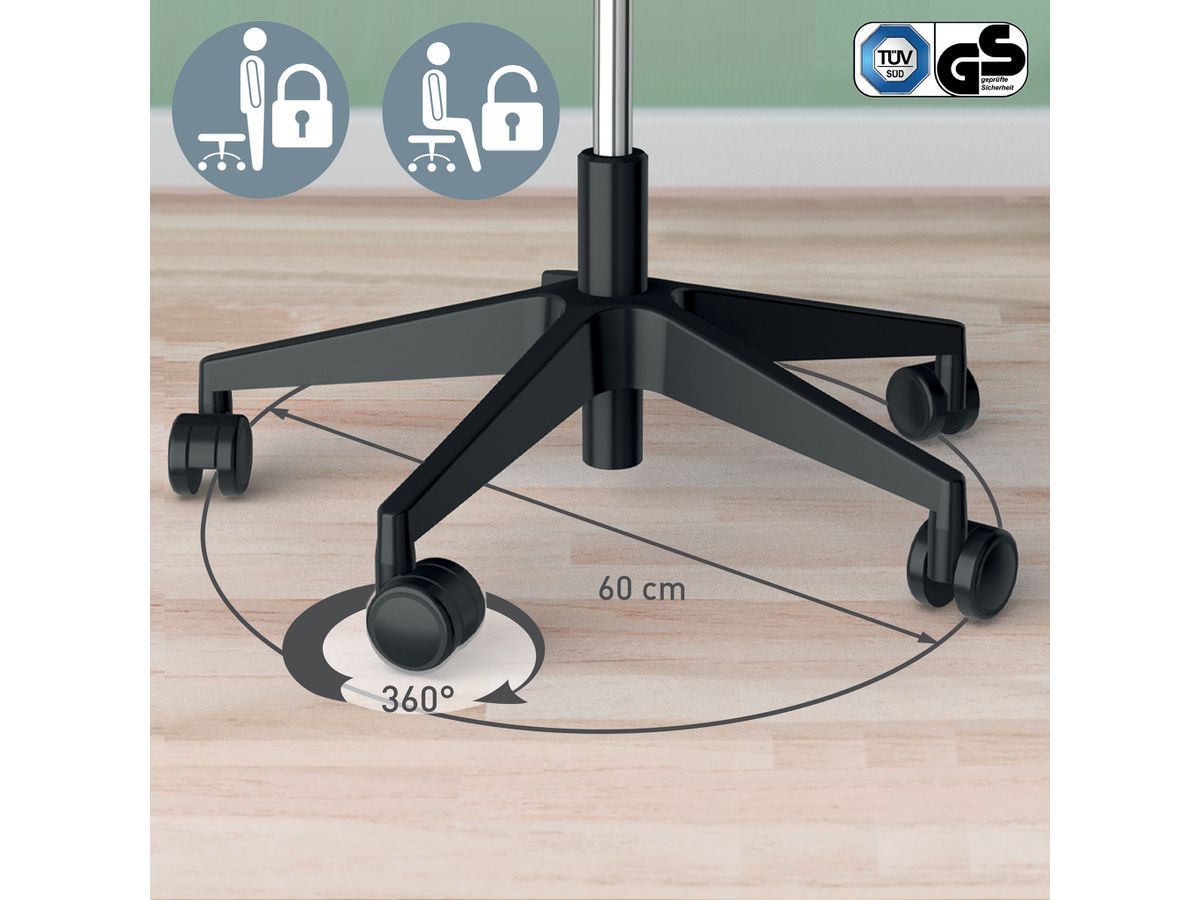 LEITZ Tabouret Ergo Active 6577-00-95 Roulettes, équilibre, noir (4002432136094)