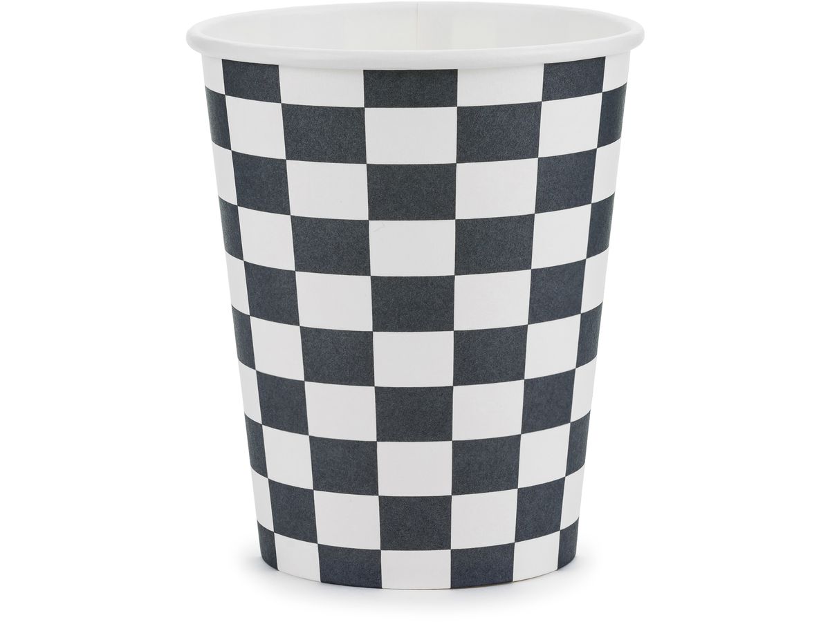 PARTYDECO Gobelets 220ml KPP74-EU1 Drapeau à damier 6 pièces (5904555025752)