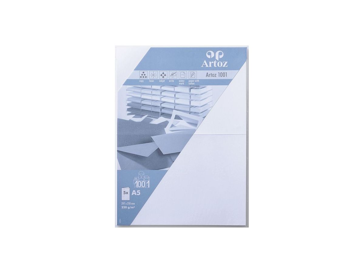 ARTOZ Cartes 1001 A5 107392262 220g, blanc fleur 5 feuilles (7612450748147)