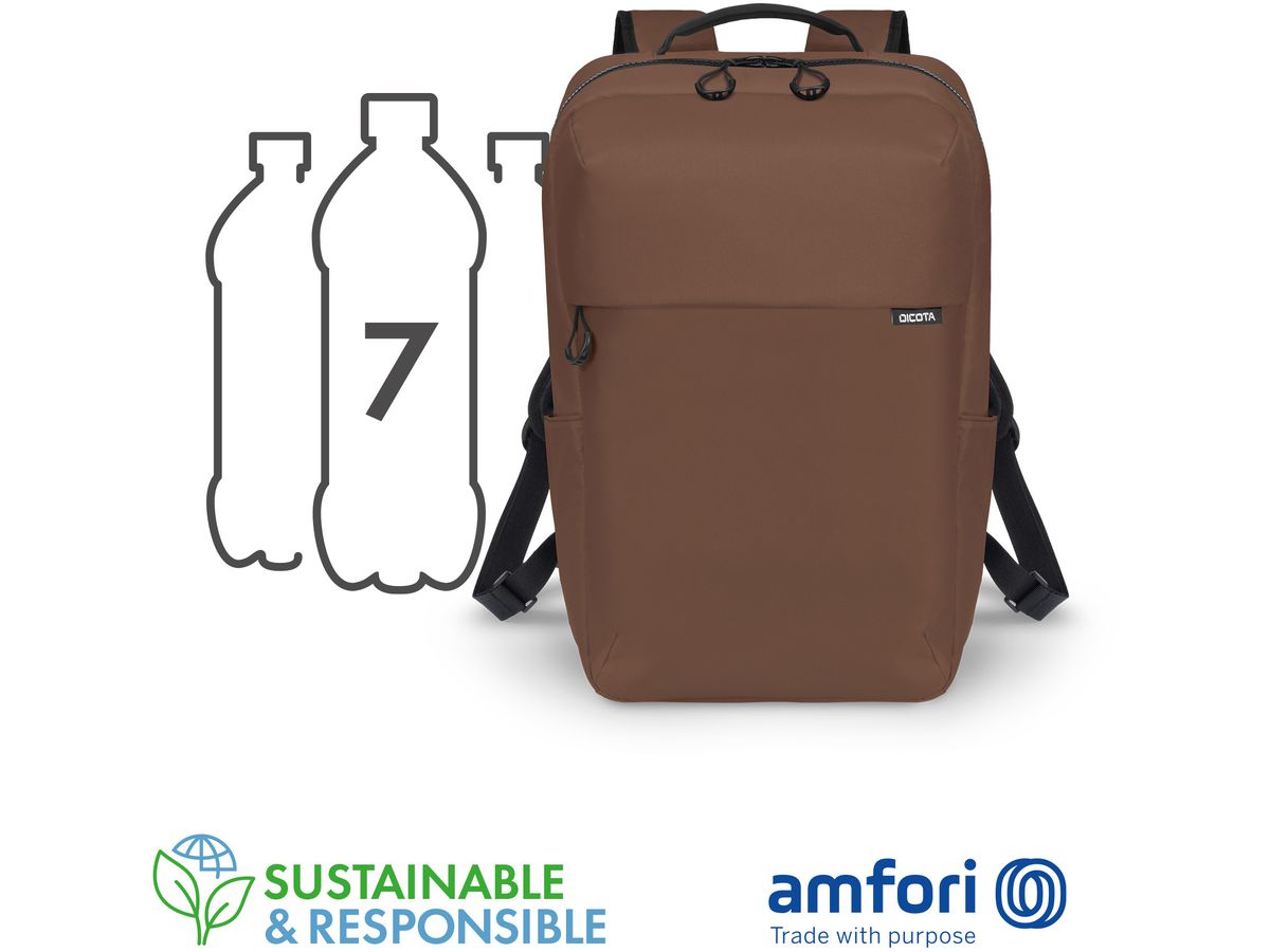 DICOTA Backpack COMMUTER D32124-RPET 13-16 inch Brown (7640239422223)