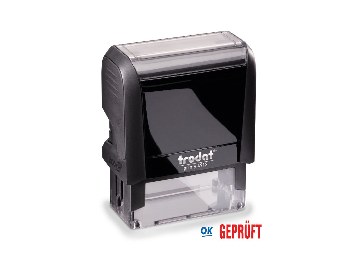 TRODAT Tampon Geprüft 4912GEPRUEFT bleu/rouge 47x18mm (0092399432753)