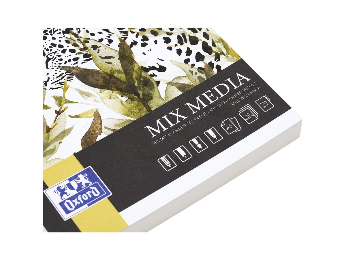 OXFORD Art Blocco Mix Media A5 400183974 bianco, 225g 50 fogli (5904017433101)