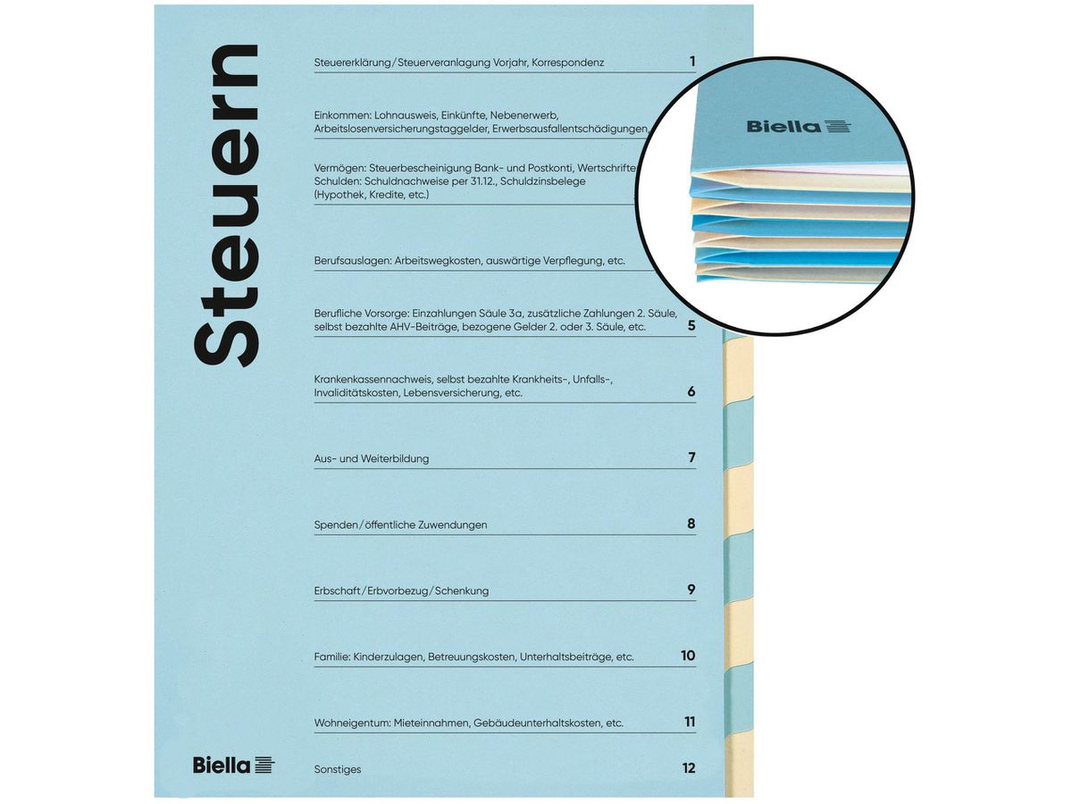 BIELLA Serviette de conf. DE A4 326011290U bleu/beige 320g, 12 pcs. (7611365464265)