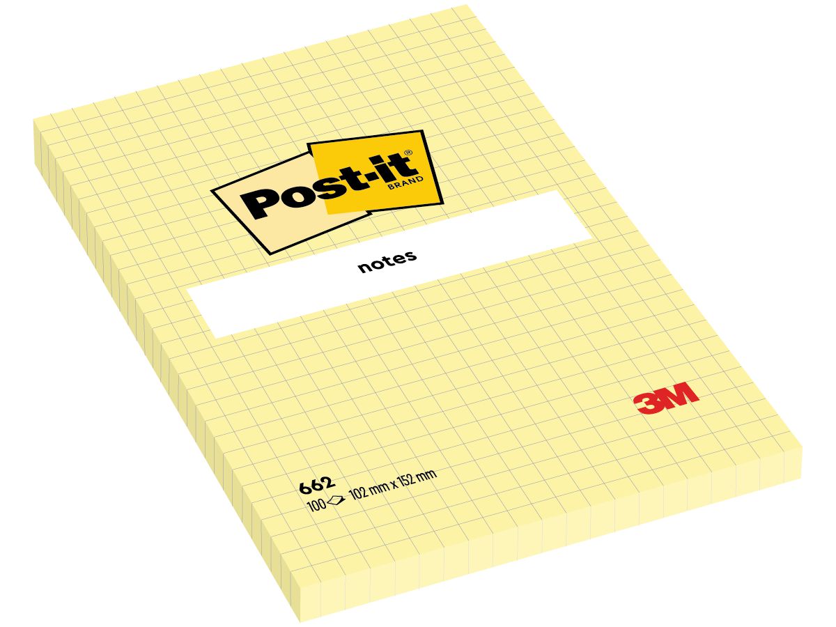 POST-IT Haftnotizen 152x102mm 662Y gelb, 100 Blatt, kariert (3134375014267)