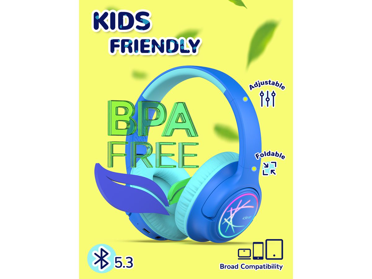 ICLEVER Kids Bluetooth Headphones C10-2083N-01 BTH18, LED, 43h, blue (6972838618075)
