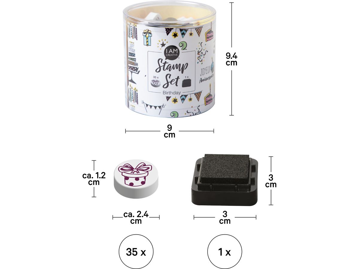 I AM CREATIVE Stempelset 4093.03 Happy Birthday 35 Stück (7611983252046)
