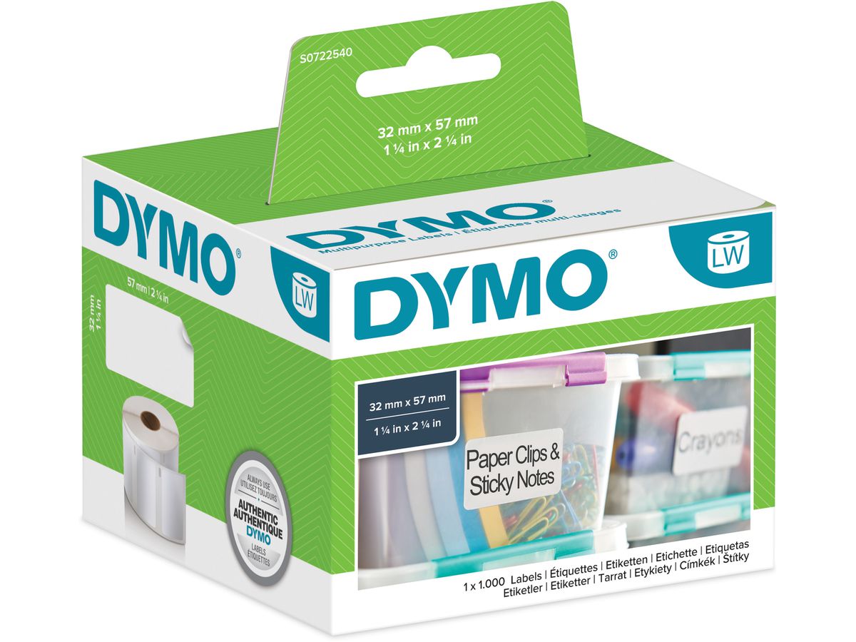 DYMO Étiquettes multi-usages S0722540 non-perm. 57x32mm 1000 pcs. (5411313113540)