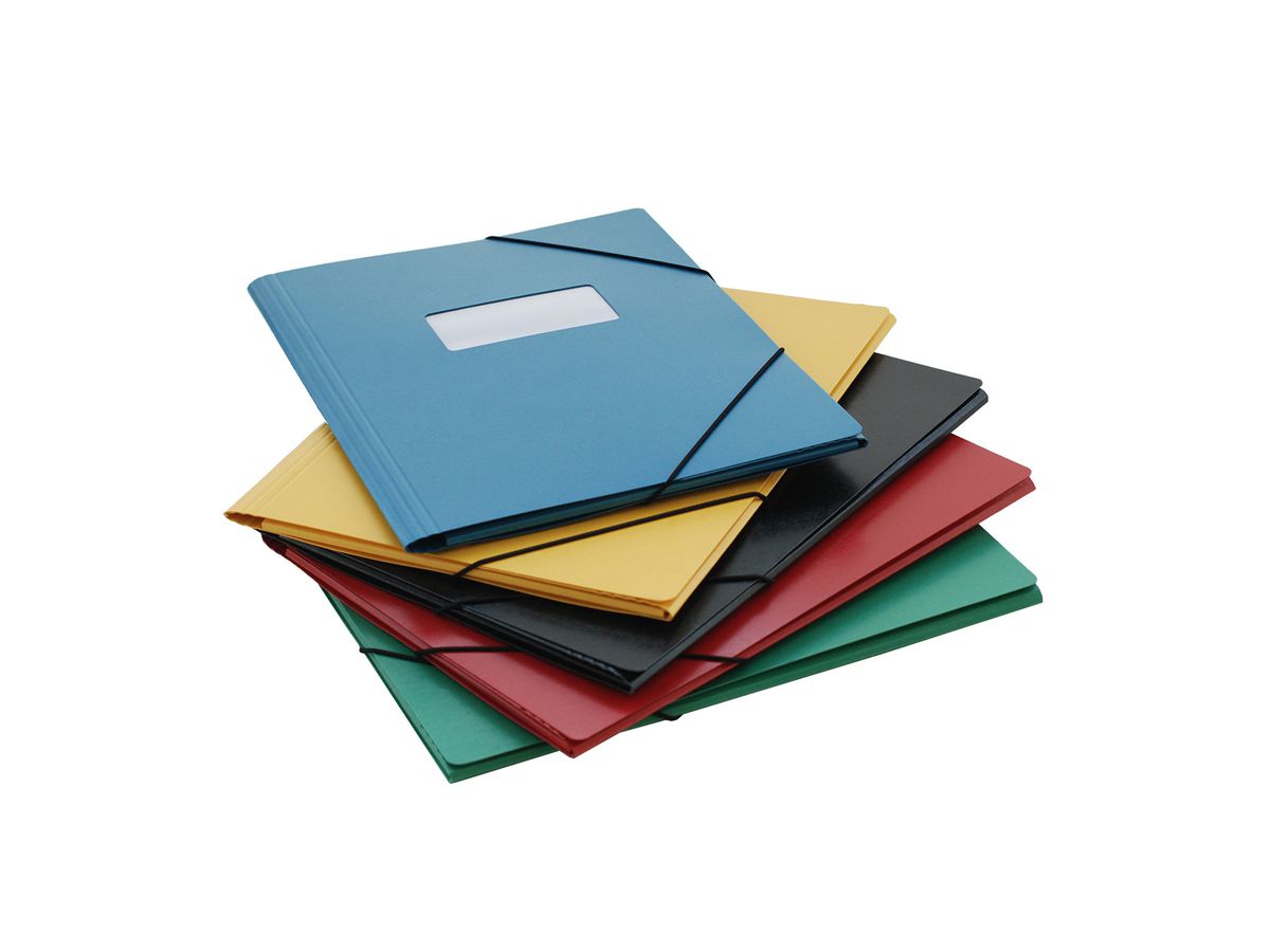 EROLA Dossier à élastique 650my A4 33299F jaune carton fibre a. fenêtre (7640114443411)