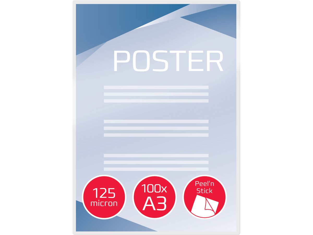 GBC Pelicole per laminazione A3 3747236 lucido, 125my 100 pezzi (0033816067325)