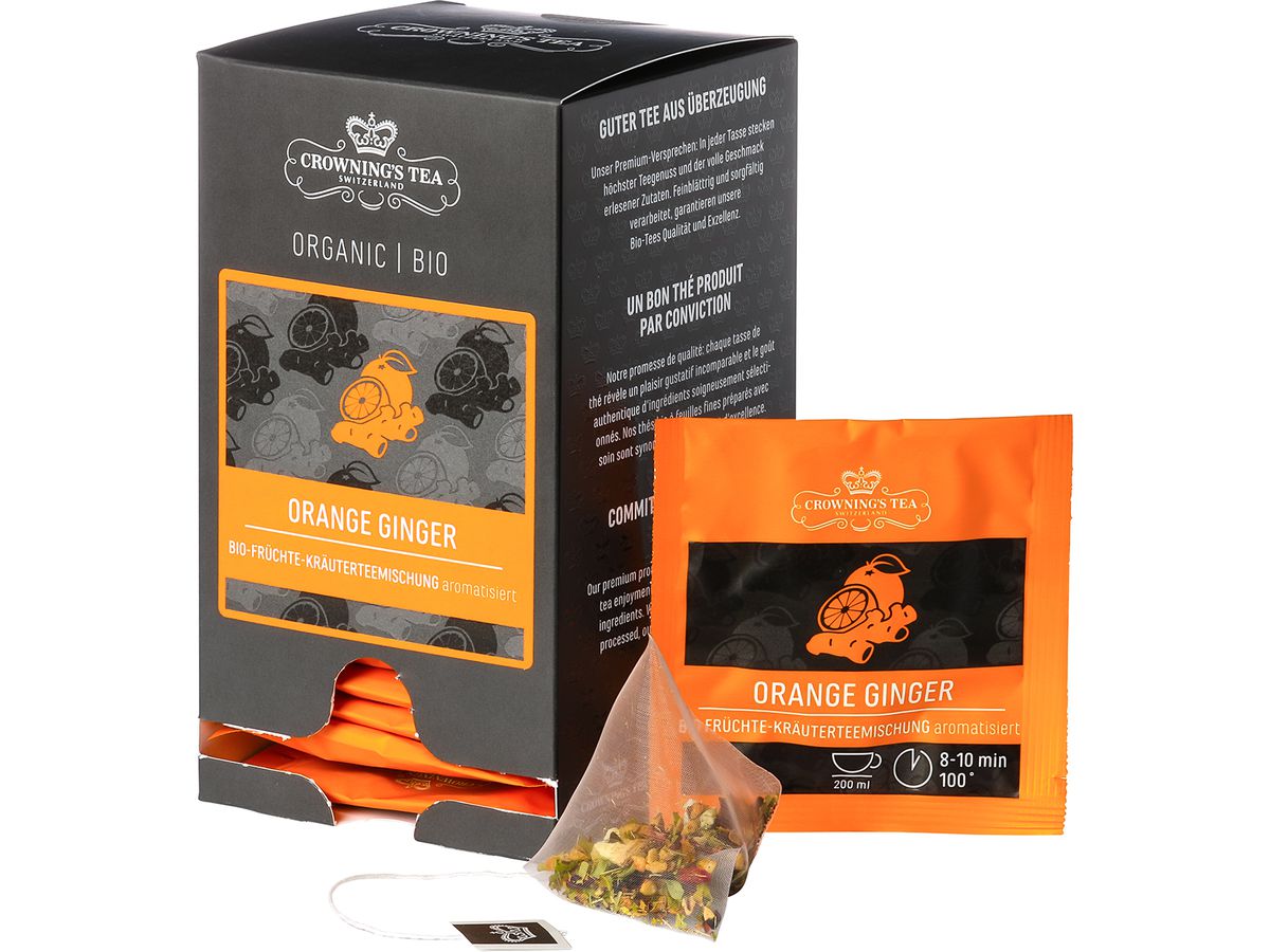 CROWNING'S Bio Orange Ginger 105550 Pyramide 2,5 g, 15 pz. (7611259270231)