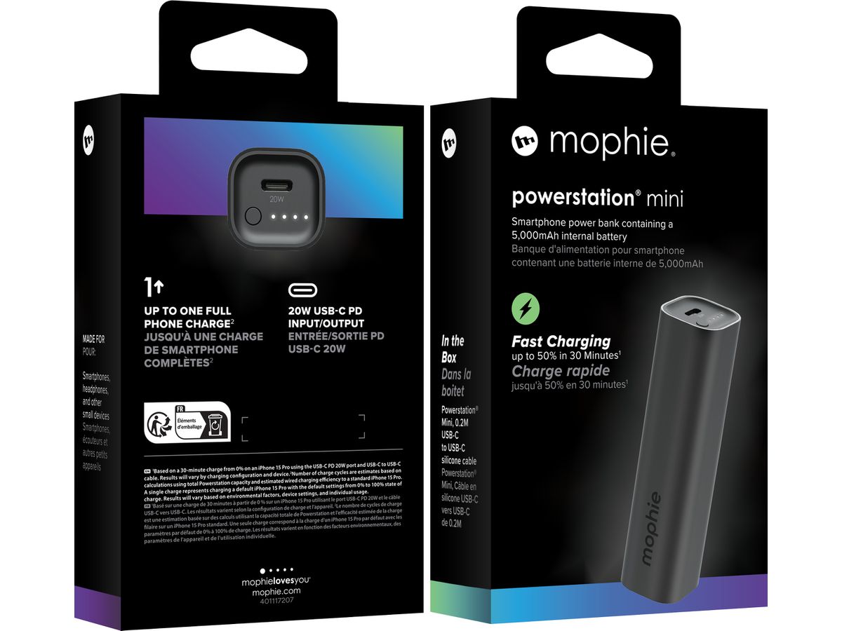 MOPHIE Powerstation Mini 5000mAh 401117207 20W, Black (0840390341525)