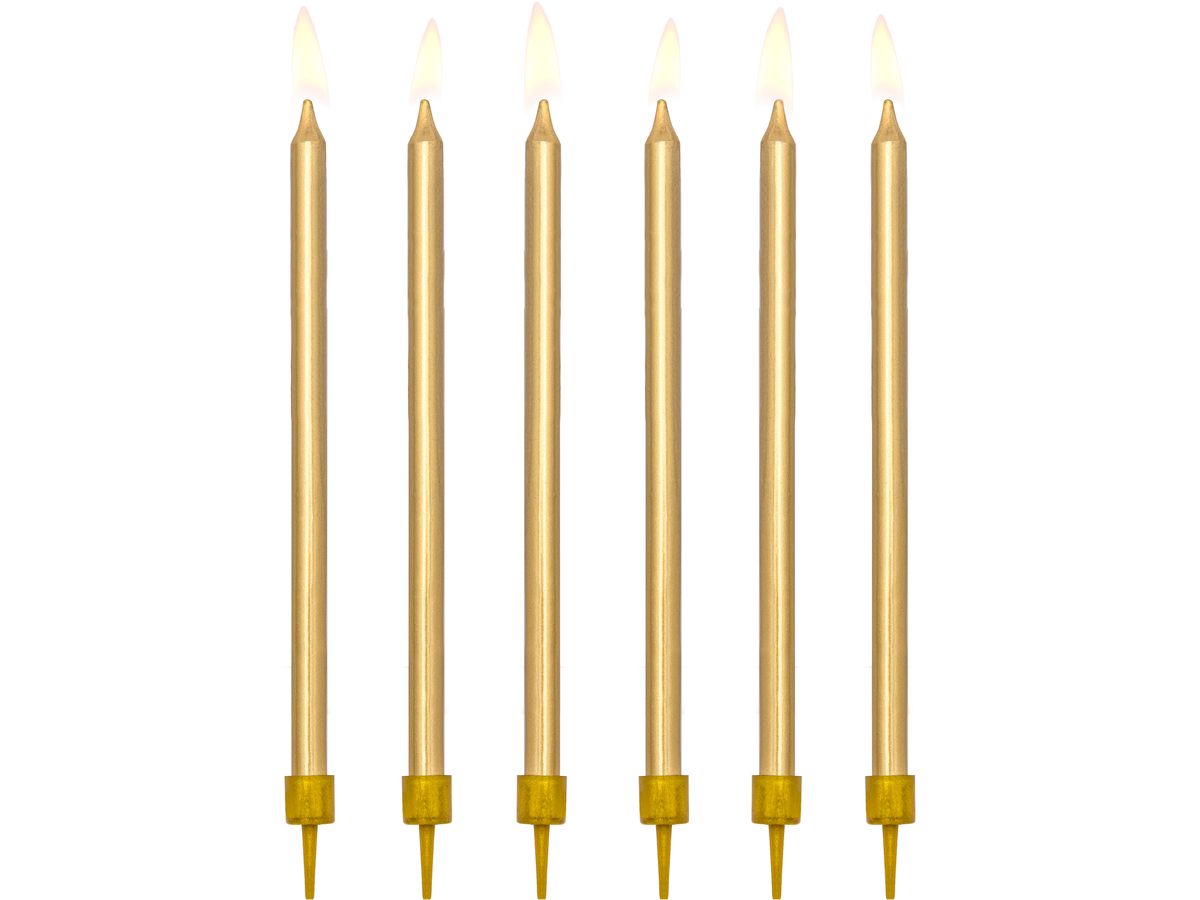 PARTYDECO Candeline di compleanno 12.5cm SCD-1-019ME Oro 12 pezzi (5902230748149)