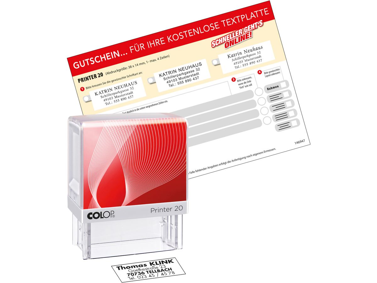 COLOP Tampon text 20 4 lignes 14x38mm (9004362496359)