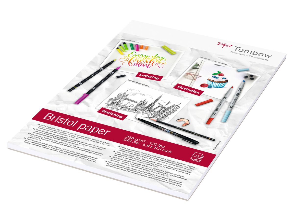 TOMBOW Blocco Bristol A5 PB-MARK-5 bianco,250g 25 fogli (4003198950238)