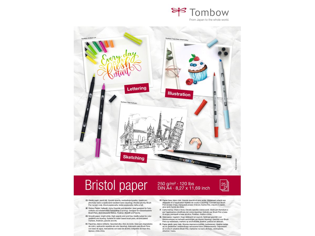 TOMBOW Zeichenblock Bristol A4 PB-MARK 250g, 25 Blatt (4003198950023)