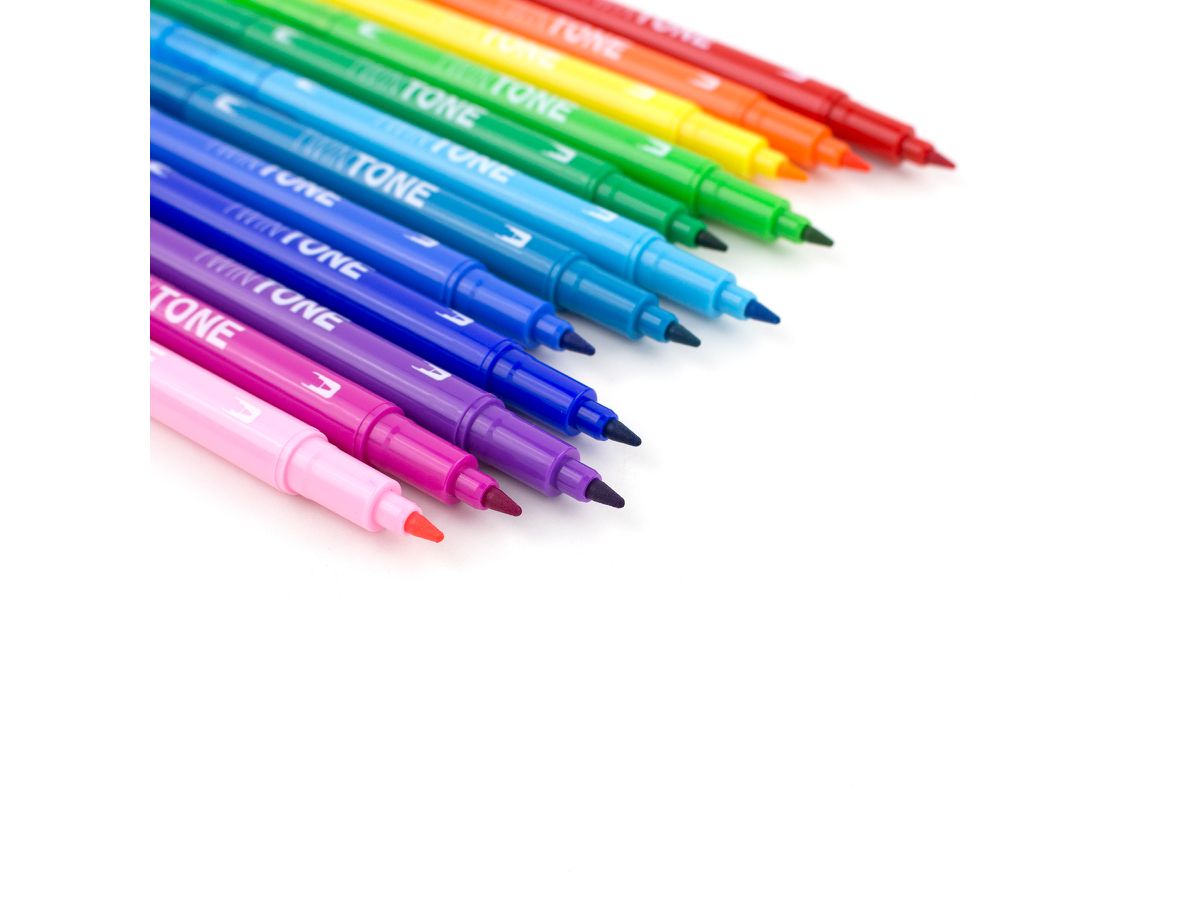 TOMBOW Penna Fibra TwinTone Marker WS-PK-12P-3 Rainbow 12 pezzi (4003198142664)