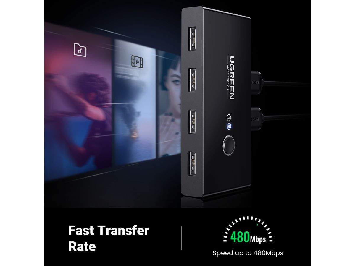 UGREEN Sharing Switch Box 30767 2in4 Out USB 2.0,(BB) (6957303837670)