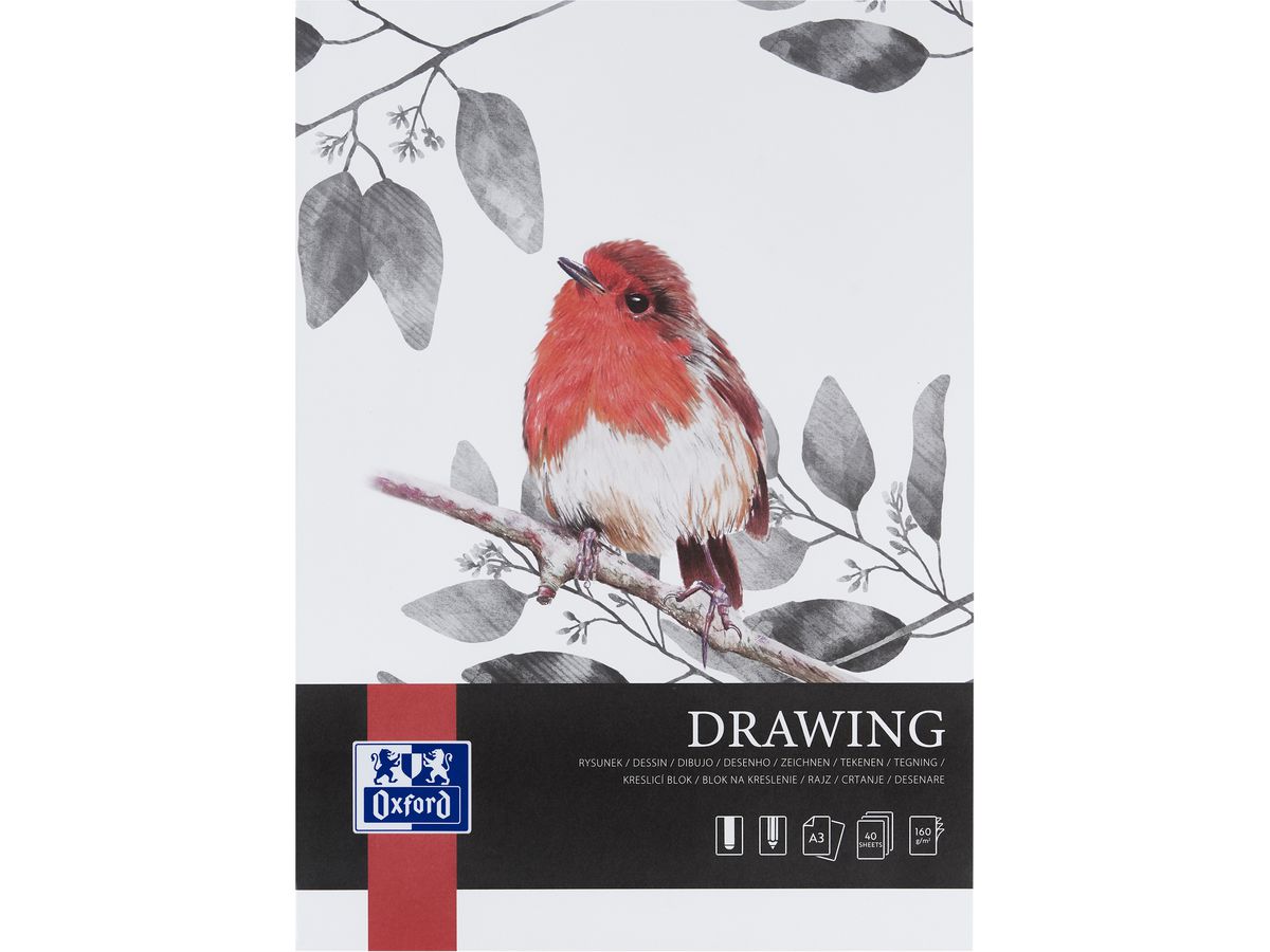 OXFORD Art Bloc à dessin A3 400166108 en blanc, 160g 40 feuilles (5904017077749)