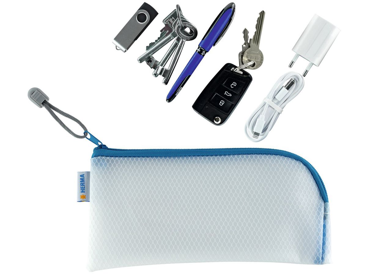 HERMA Tasca documenti con zip A6 20003 blu, 23x11cm (4008705200035)