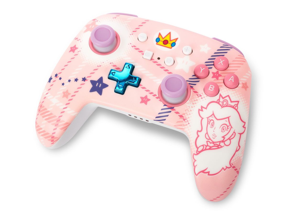 POWER A Enhanced Wireless Ctrl. NSGP025501 NSW, Princess Peach Plaid (0617885085116)