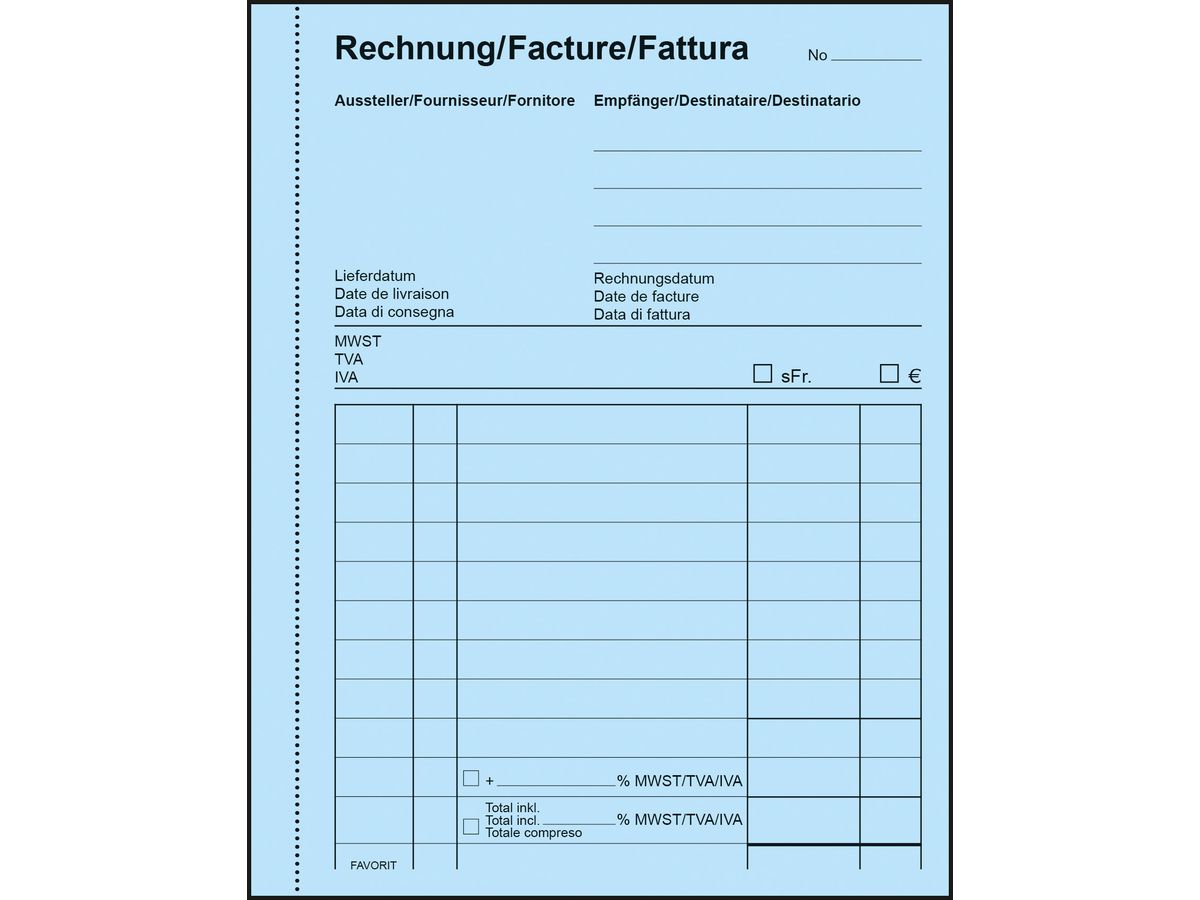 FAVORIT Fatture D A6 8201 OK blu/bianco 50x2 fogli (7612149044079)