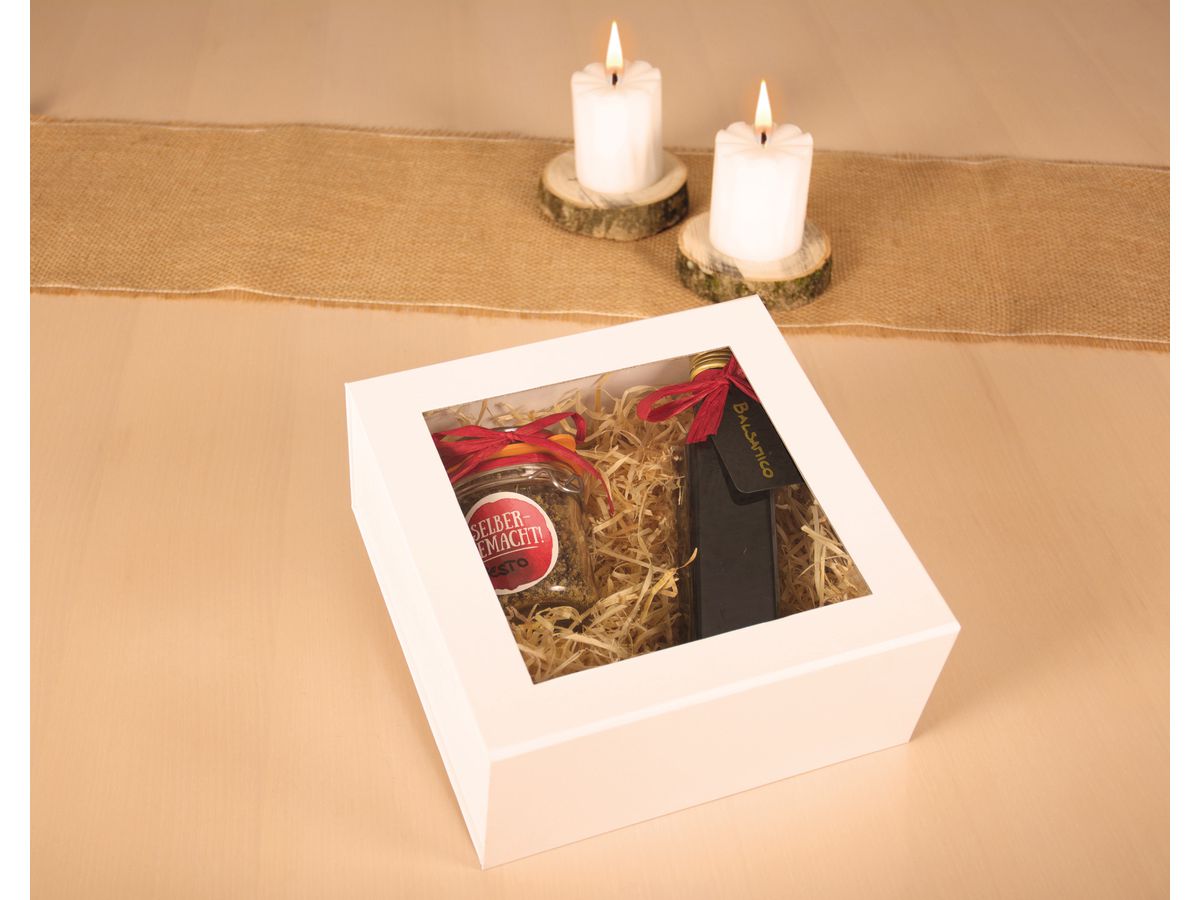 ELCO Geschenkbox m. grossem Fenster 82115.10 weiss, 22x22x10cm 5 Stk. (7611722021674)