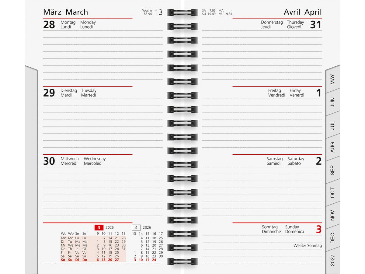 RIDOIDE Sost. planer int. Wire-O 2026 7017810006.26 1S/2P ML 8.7x15.3cm (4003273789944)