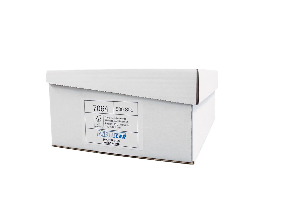 METTLER Buste finestra destra C5/6 7064 100g bianco, colla 500 pz. (7640126061979)