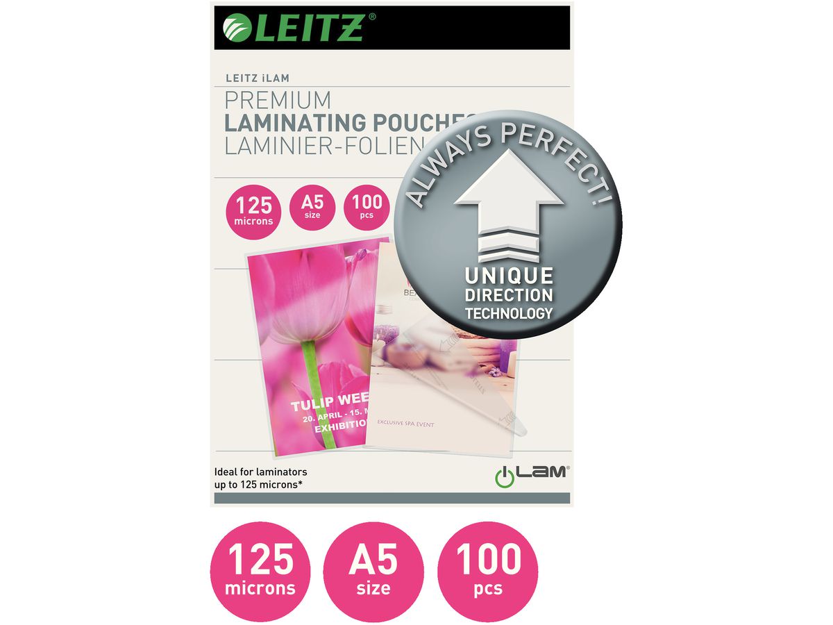 LEITZ Pochettes à plastifier A5 74930000 brillant, 125my 100 pcs. (4002432397778)