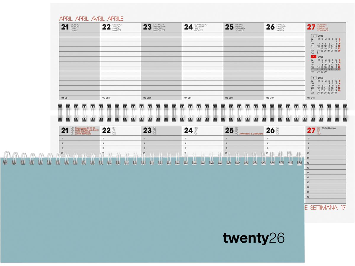 BIELLA Agenda Colorful 2026 888377310026U 1S/2P verde s. ML 29.7x10.5cm (7611365527885)