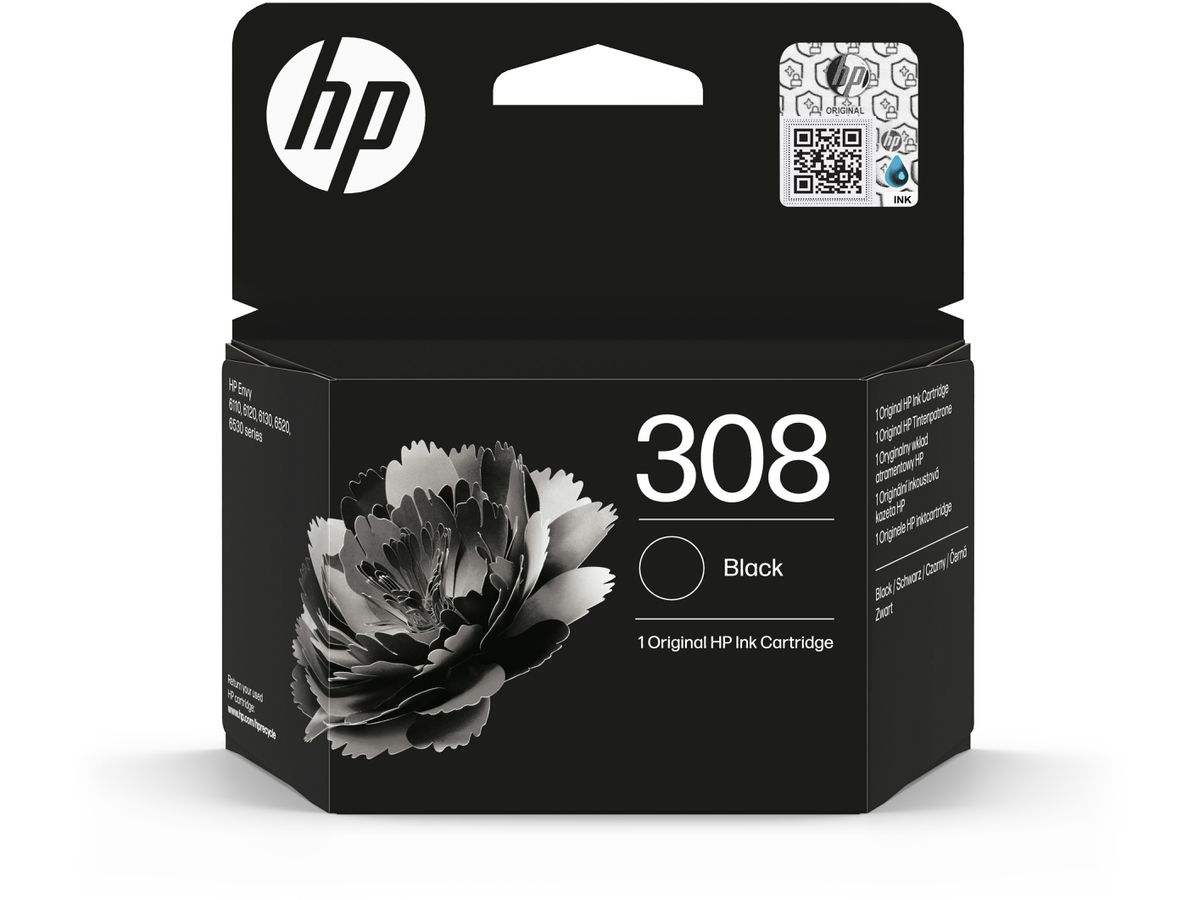 HP Tintenpatrone 308 schwarz 7FP21UE Envy 6122e/6520e 160 Seiten (0196786390470)