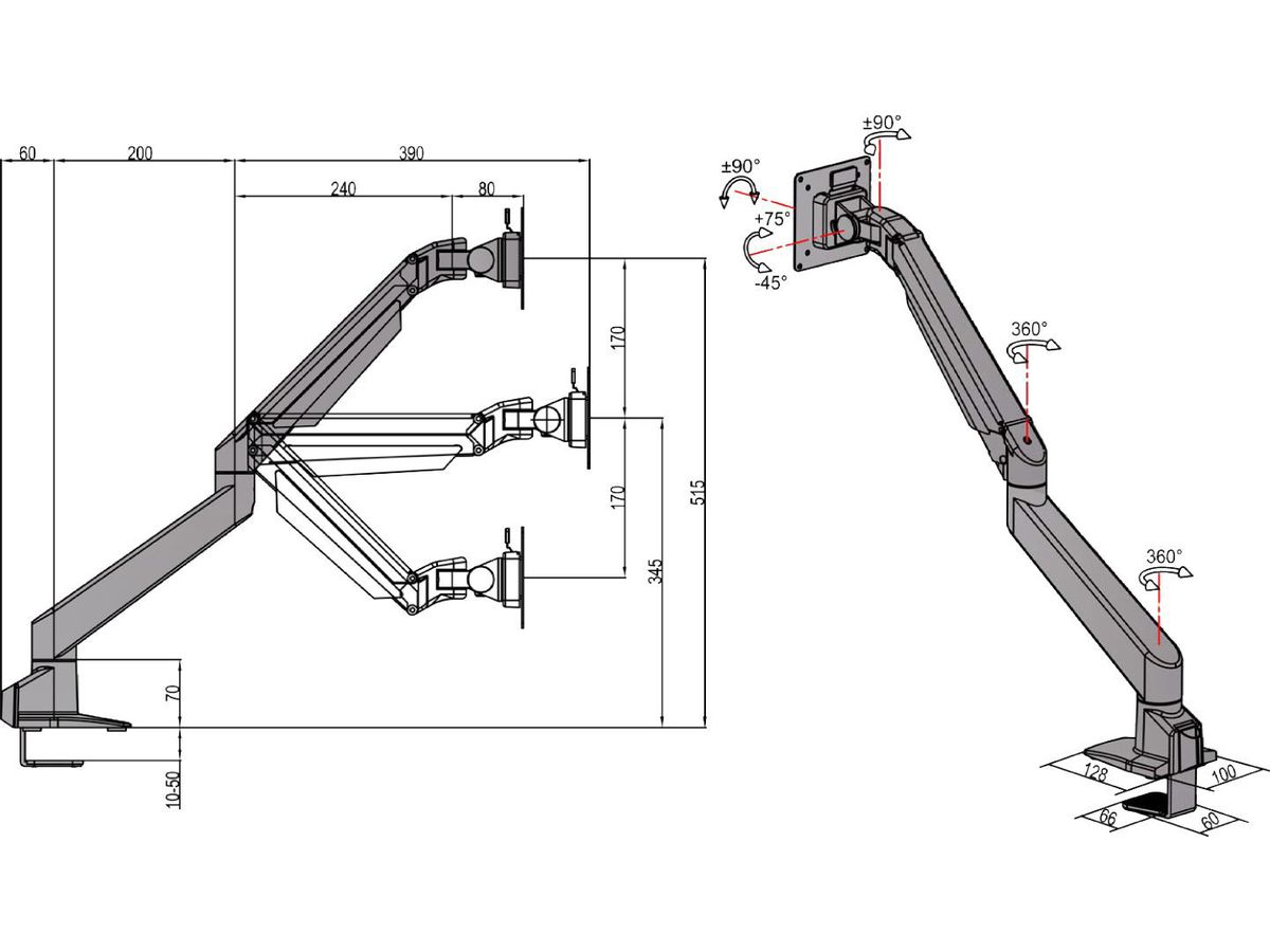 NEUTRAL Monitor Arm A+K Solo 217 noir (4025999822149)