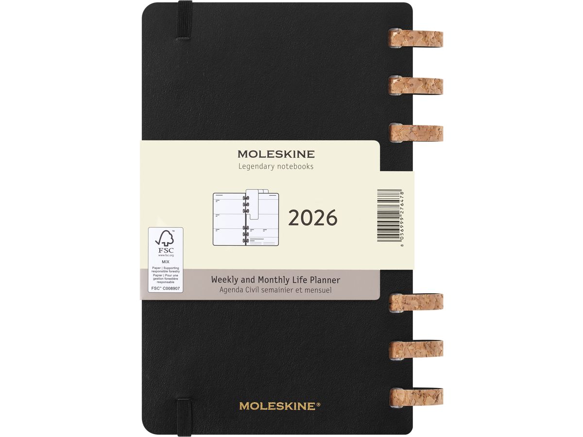 MOLESKINE Agenda Life Spiral Large 2026 DSSPB12MWH3Y26 1S/2P nero SC 13x21cm (8056999276478)